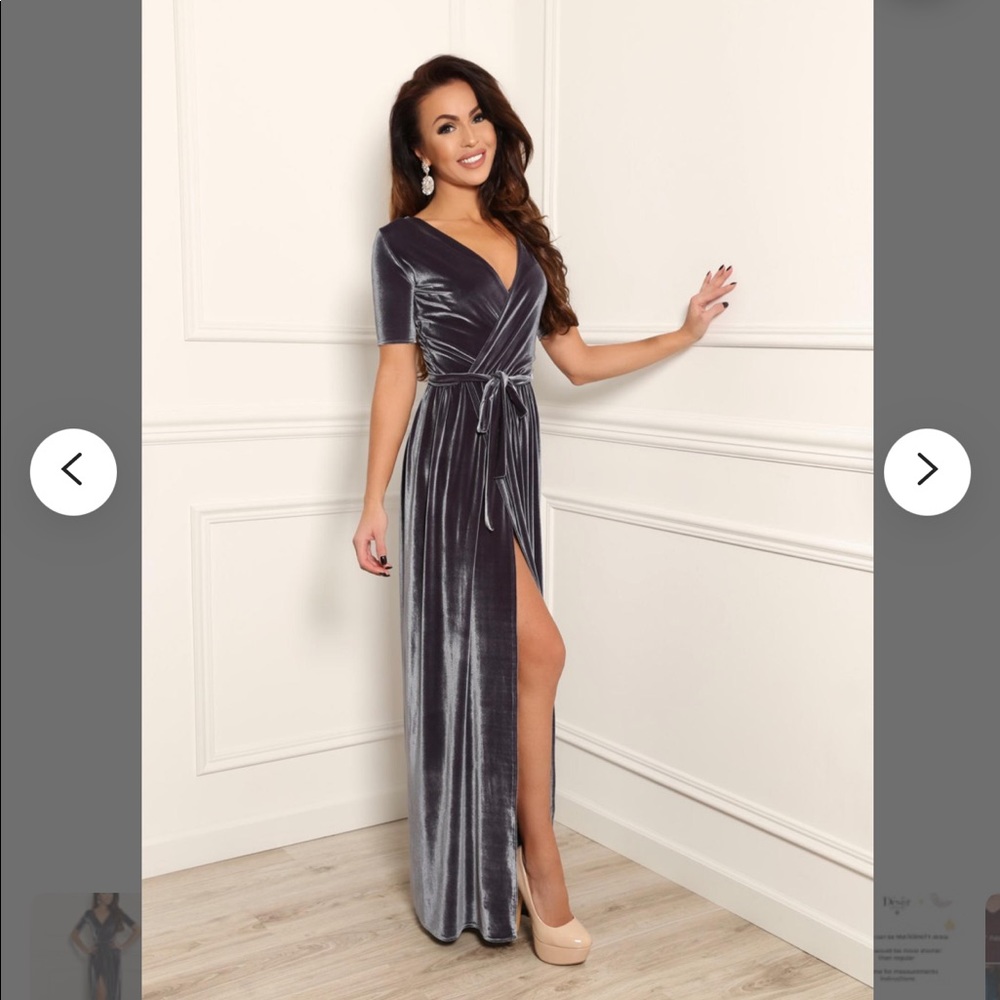 Gorgeous Gray Velvet Maxi Dress